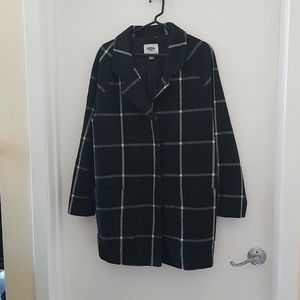 Old Navy straight pea coat, black and white, women's large